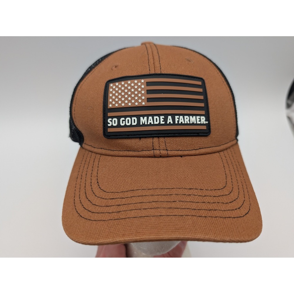 Kerusso So God Made a Farmer Trucker Hat Brown Black Paul Harvey Snapback Cap